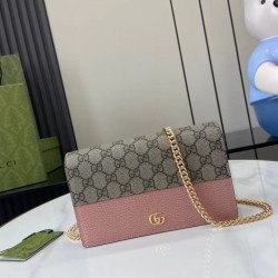 Replica Gucci GG Marmont wallet on chain 497985 Pink Fake