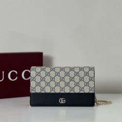 Replica Gucci GG Marmont wallet on chain 497985 Black Fake