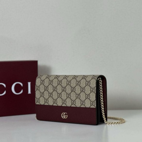 Replica Gucci GG Marmont wallet on chain 497985 Red Fake