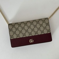 Replica Gucci GG Marmont wallet on chain 497985 Red Fake