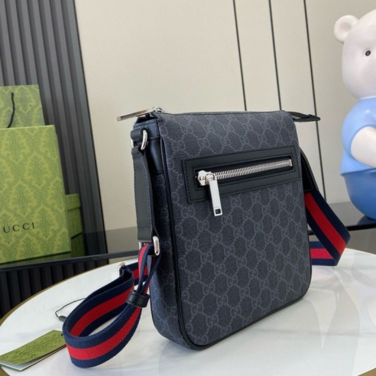 Replica Gucci GG Monogram small Men messenger bag 792082 Black Fake