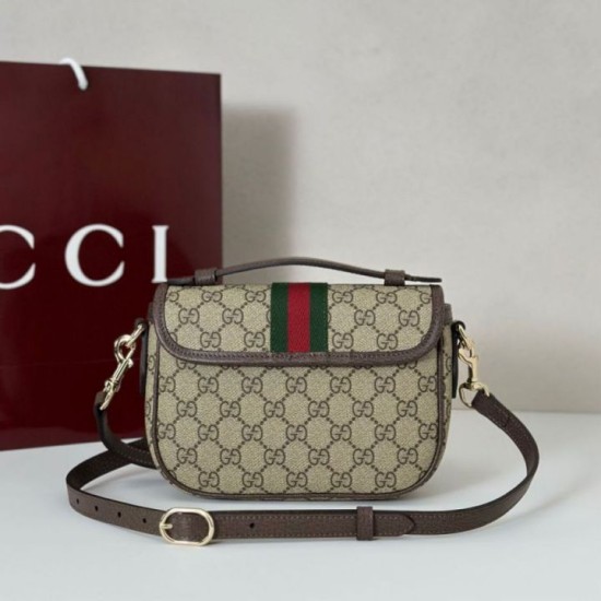 Replica Gucci Ophidia small top handle bag 836843 Brown Fake