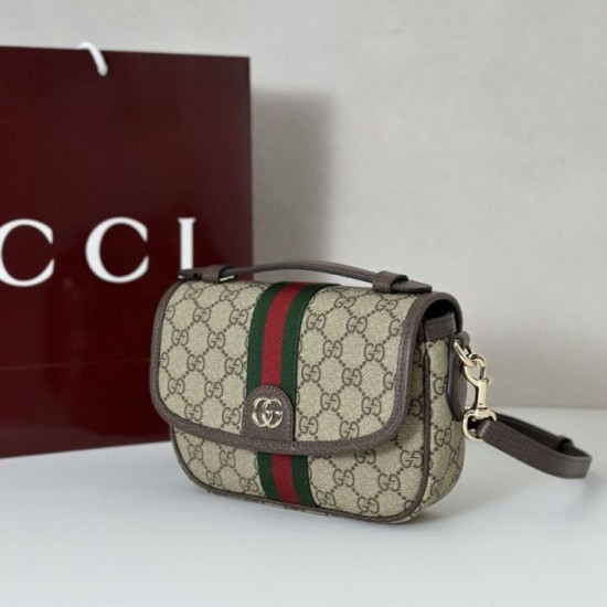 Replica Gucci Ophidia small top handle bag 836843 Brown Fake