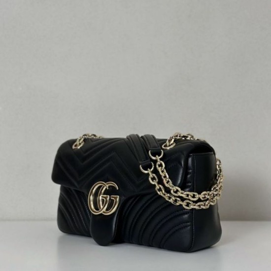 Replica Gucci GG Marmont medium shoulder bag 837267 Black Fake