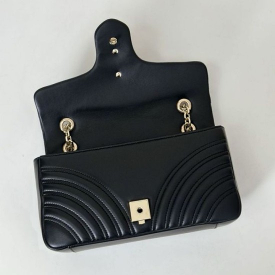 Replica Gucci GG Marmont medium shoulder bag 837267 Black Fake