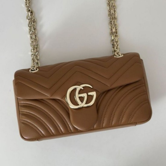 Replica Gucci GG Marmont medium shoulder bag 837267 Brown Fake
