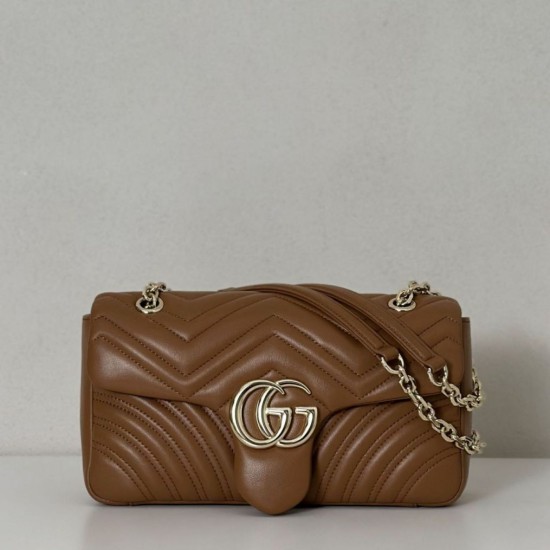 Replica Gucci GG Marmont medium shoulder bag 837267 Brown Fake