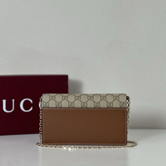 Replica Gucci GG Emblem wallet on chain 838151 Brown Fake