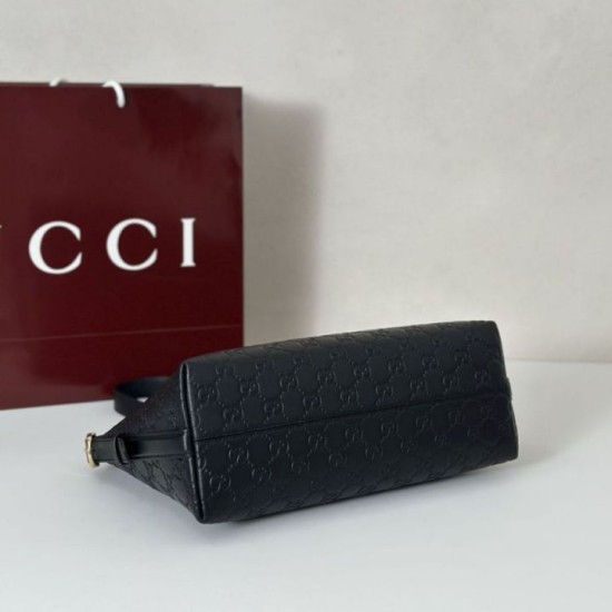 Replica Gucci GG Emblem medium shoulder bag 847449 Black Fake