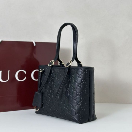 Replica Gucci GG Emblem medium tote bag  847456 Black Fake
