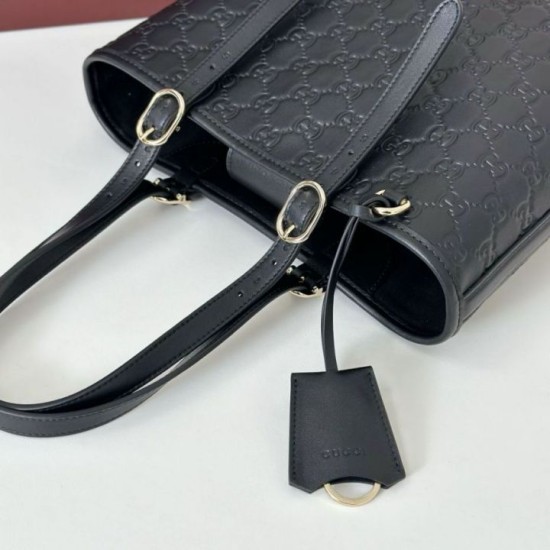 Replica Gucci GG Emblem medium tote bag  847456 Black Fake