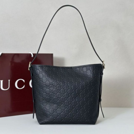 Replica Gucci GG Emblem small shoulder bag 848881 Black Fake