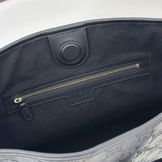 Replica Gucci GG Emblem small shoulder bag 848881 Black Fake
