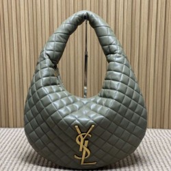 Replica YSL Saint Laurent Icare hobo Bag nappa gray/Green Fake