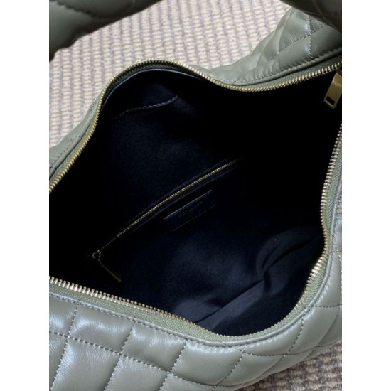 Replica YSL Saint Laurent Icare hobo Bag nappa gray/Green Fake