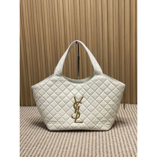 Replica YSL Saint Laurent Icare Claccic Medium Tote Bag Beige Fake
