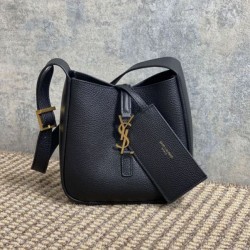 Replica YSL Saint Laurent Le 5 À 7 supple mini hobo Bag Black Fake