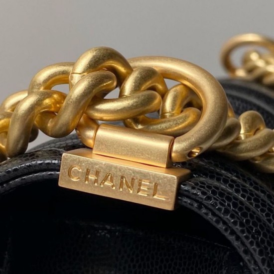 Replica Chanel Boy Flap Bag Classic A67086 Grained Calfskin With Matte Gold Hardware Black Clone