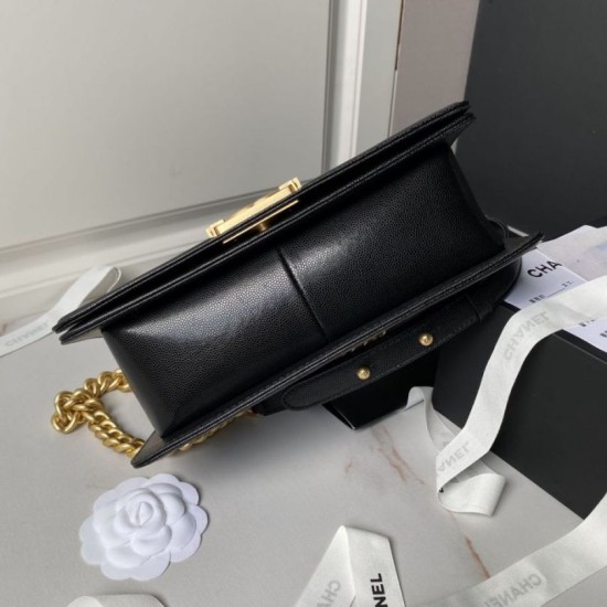 Replica Chanel Boy Flap Bag Classic A67086 Grained Calfskin With Matte Gold Hardware Black Clone