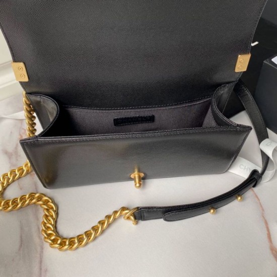 Replica Chanel Boy Flap Bag Classic A67086 Grained Calfskin With Matte Gold Hardware Black Clone