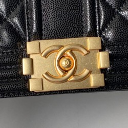 Replica Chanel Boy Flap Bag Classic A67086 Grained Calfskin With Matte Gold Hardware Black Clone