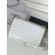 Replica Chanel Boy Flap Bag Classic A67086 Grained Calfskin Gold/Silver Hardware White