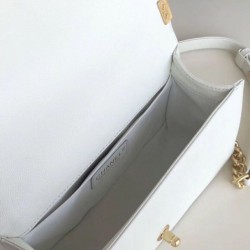 Replica Chanel Boy Flap Bag Classic A67086 Grained Calfskin Gold/Silver Hardware White
