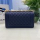 Replica Chanel Boy Flap Bag Classic A67086 Grained Calfskin Gold/Silver Hardware Blue Clone