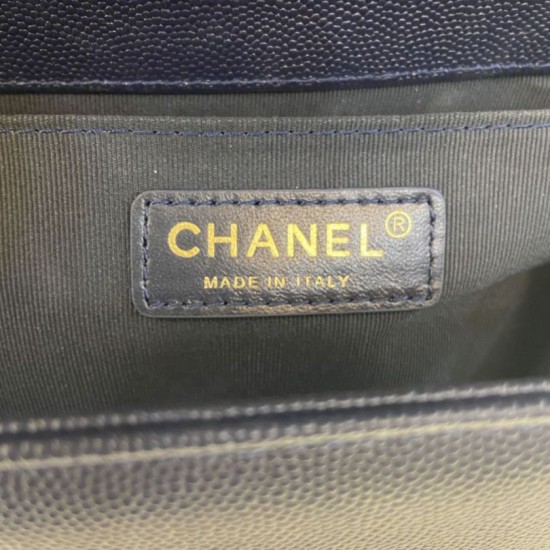 Replica Chanel Boy Flap Bag Classic A67086 Grained Calfskin Gold/Silver Hardware Blue Clone