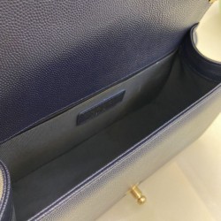 Replica Chanel Boy Flap Bag Classic A67086 Grained Calfskin Gold/Silver Hardware Blue Clone