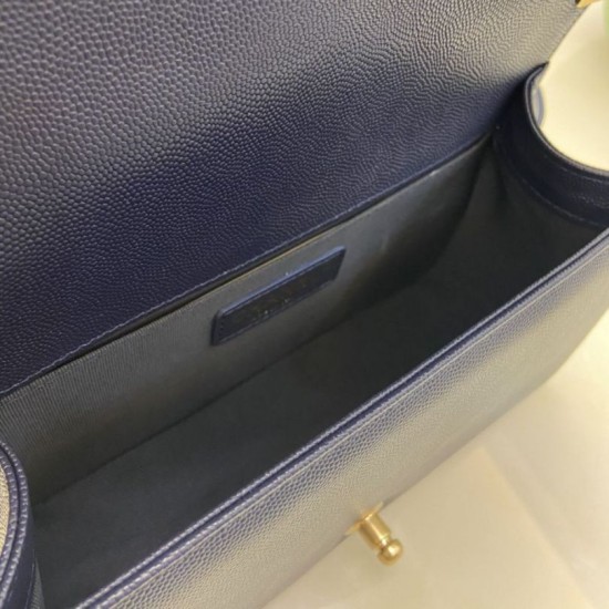 Replica Chanel Boy Flap Bag Classic A67086 Grained Calfskin Gold/Silver Hardware Blue Clone