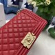 Replica Chanel Boy Flap Bag Classic A67086 Grained Calfskin Gold/Silver Hardware Red Clone