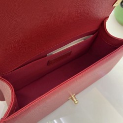 Replica Chanel Boy Flap Bag Classic A67086 Grained Calfskin Gold/Silver Hardware Red Clone