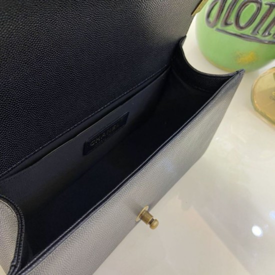 Replica Chanel Boy Flap Bag  A67086 Grained Calfskin Bronze Hardware Black Clone