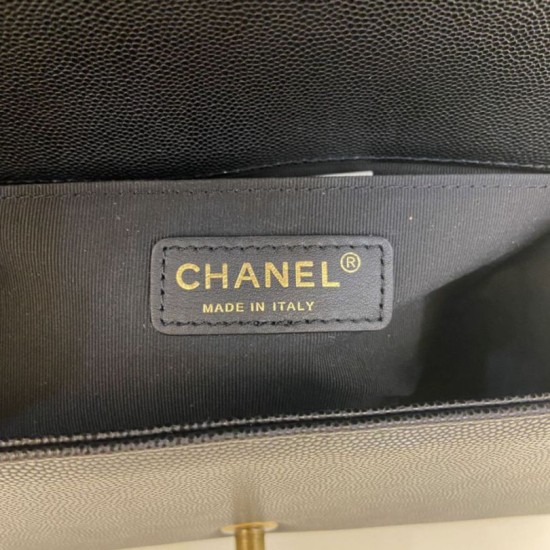 Replica Chanel Boy Flap Bag  A67086 Grained Calfskin Bronze Hardware Black Clone