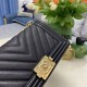 Replica Chanel Boy Flap Chevron Bag  A67086 Grained Calfskin Gold Hardware Black Clone