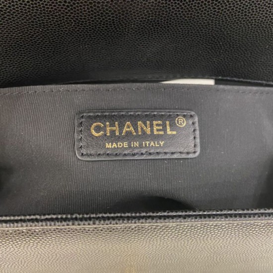 Replica Chanel Boy Flap Chevron Bag  A67086 Grained Calfskin Gold Hardware Black Clone