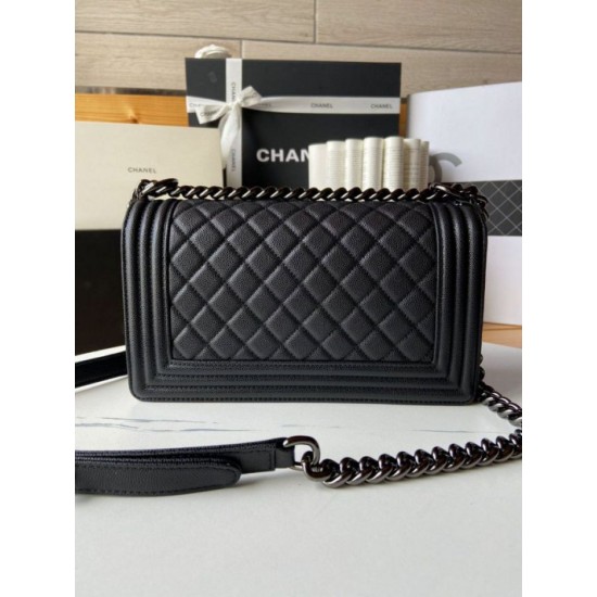 Replica Chanel Boy Flap Bag  A67086 Grained Calfskin Black Hardware Clone 