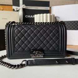 Replica Chanel Boy Flap Bag  A67086 Grained Calfskin Black Hardware Clone 
