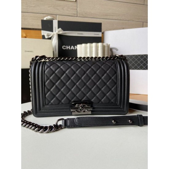 Replica Chanel Boy Flap Bag  A67086 Grained Calfskin Black Hardware Clone 