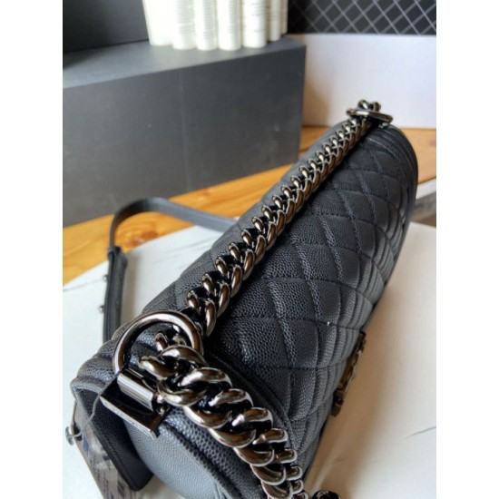 Replica Chanel Boy Flap Bag  A67086 Grained Calfskin Black Hardware Clone 