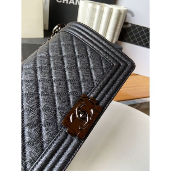 Replica Chanel Boy Flap Bag  A67086 Grained Calfskin Black Hardware Clone 