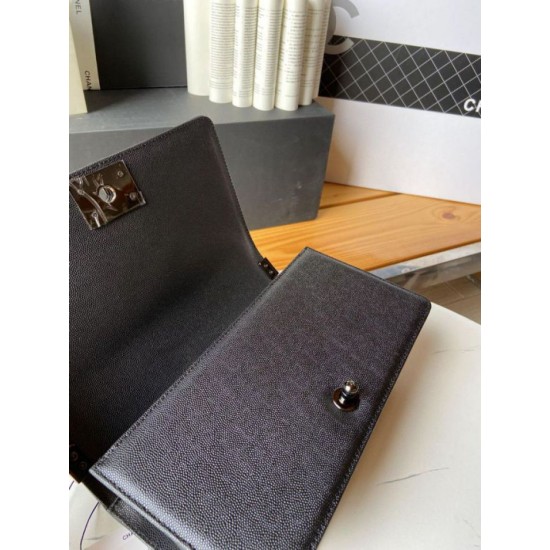 Replica Chanel Boy Flap Bag  A67086 Grained Calfskin Black Hardware Clone 