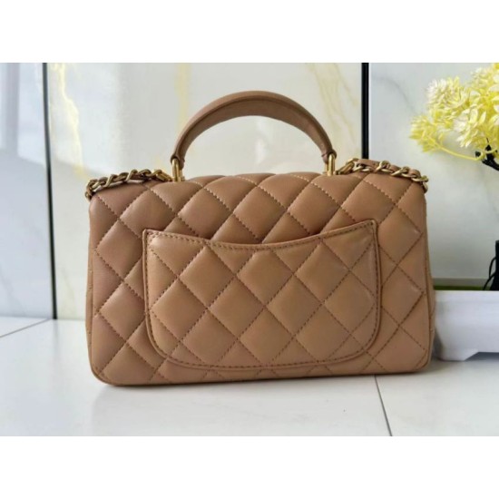 Replica Chanel 25SS Mini Flap Vintage Bag With Top Handle AS2431 Apricot Clone