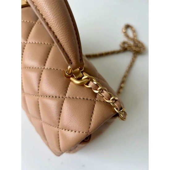 Replica Chanel 25SS Mini Flap Vintage Bag With Top Handle AS2431 Apricot Clone
