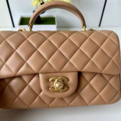 Replica Chanel 25SS Mini Flap Vintage Bag With Top Handle AS2431 Apricot Clone