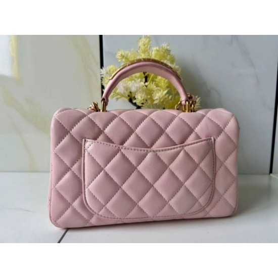 Replica Chanel 25SS Mini Flap Vintage Bag With Top Handle AS2431 Pink Clone