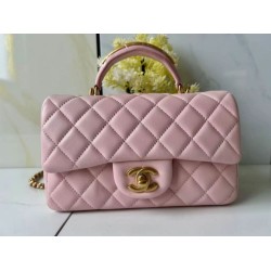 Replica Chanel 25SS Mini Flap Vintage Bag With Top Handle AS2431 Pink Clone