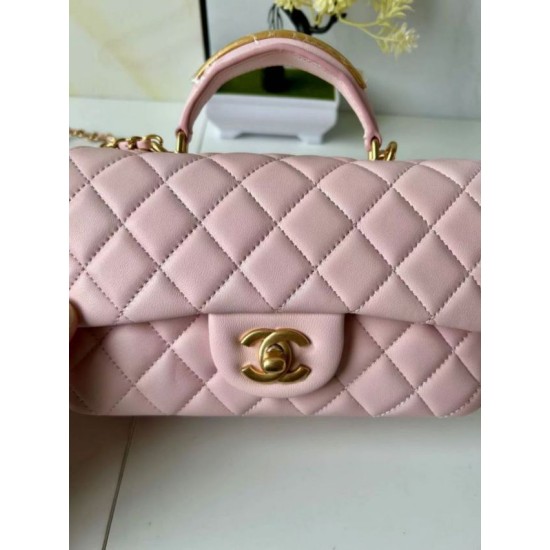 Replica Chanel 25SS Mini Flap Vintage Bag With Top Handle AS2431 Pink Clone