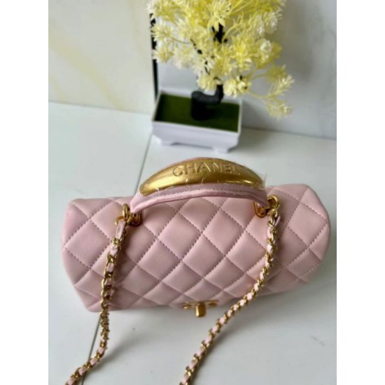 Replica Chanel 25SS Mini Flap Vintage Bag With Top Handle AS2431 Pink Clone